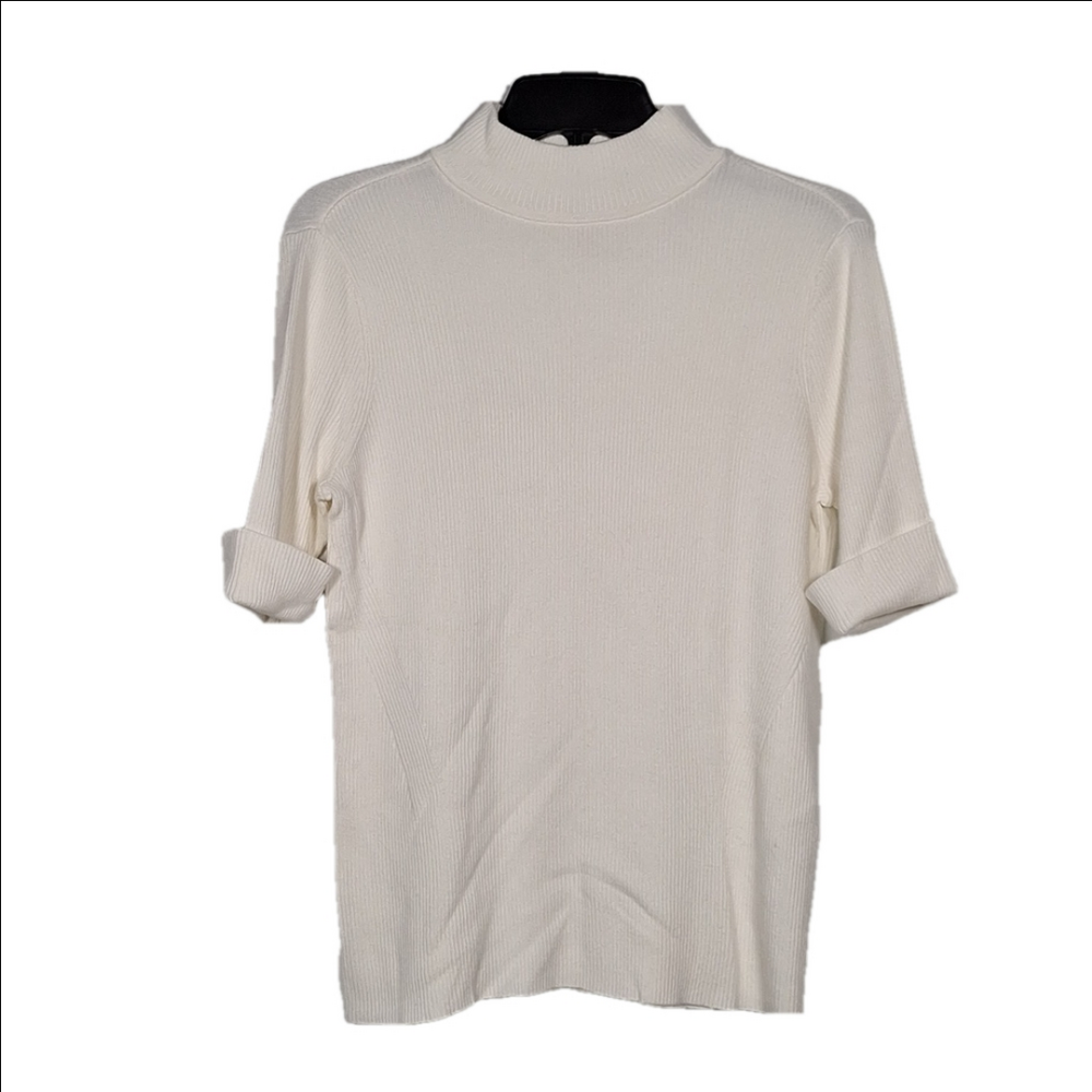 Chico’s Marielle Mockneck Half Sleeve Sweater - Cream - Size 1 (Medium)